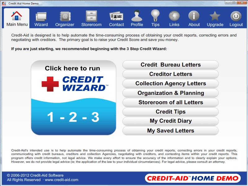 Click to view Credit-Aid HOME Credit Repair Software 8.0.0 screenshot